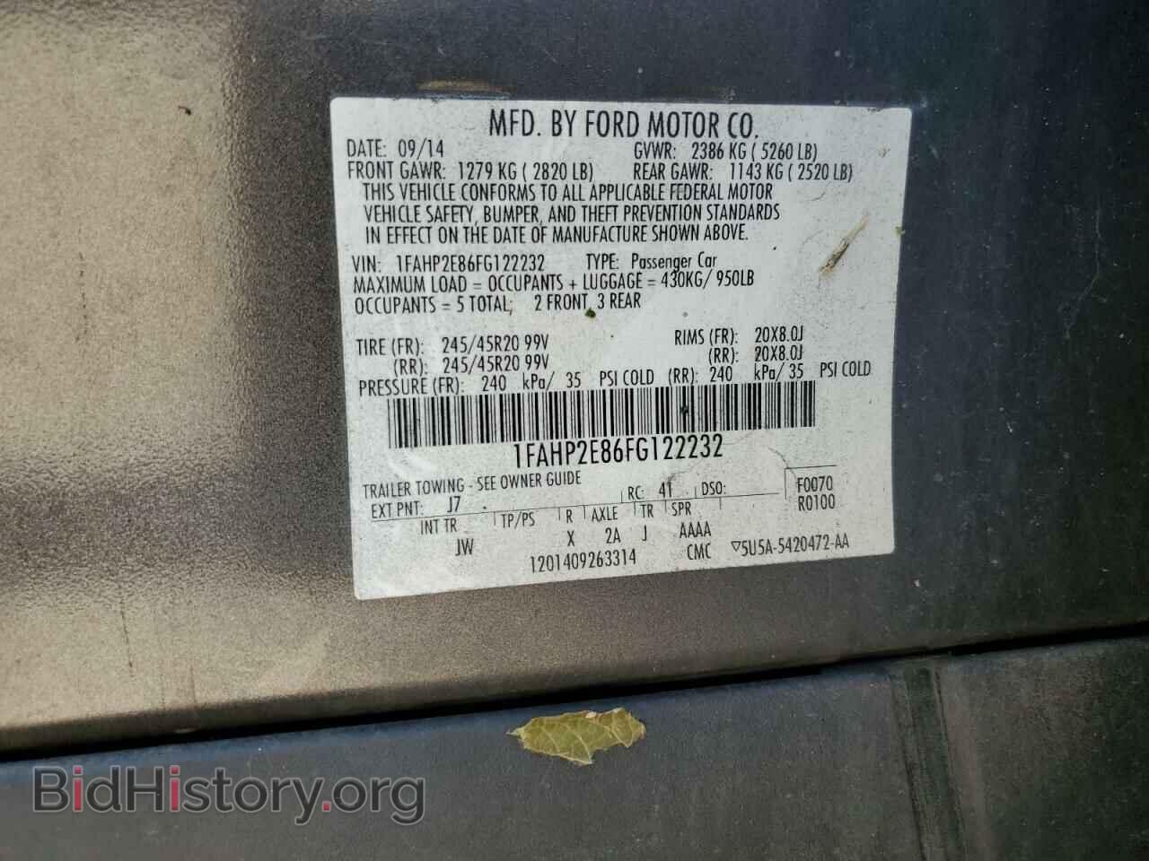 2015 FORD TAURUS - VIN: 1FAHP2E86FG122232 - Фото 12