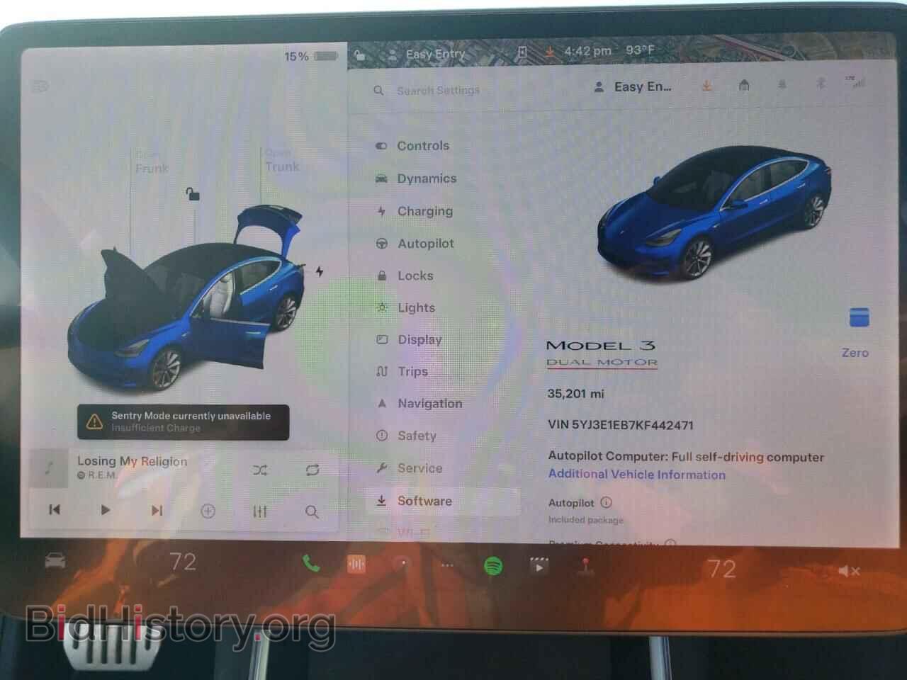 2019 TESLA MODEL 3 - VIN: 5YJ3E1EB7KF442471 - Фото 9