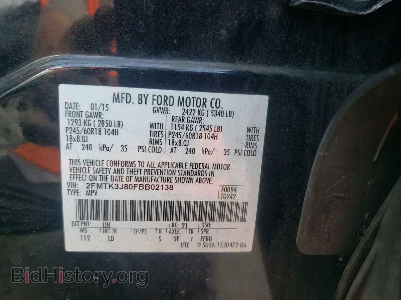 2015 FORD EDGE - VIN: 2FMTK3J80FBB02138 - Photo 10