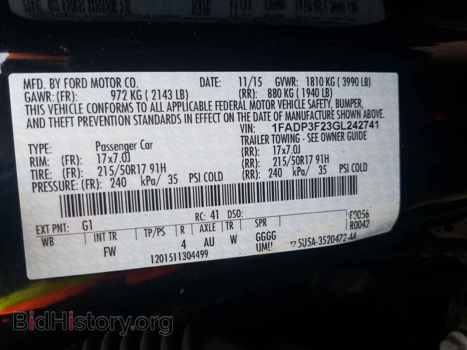 2016 FORD FOCUS - VIN: 1FADP3F23GL242741 - Фото 10