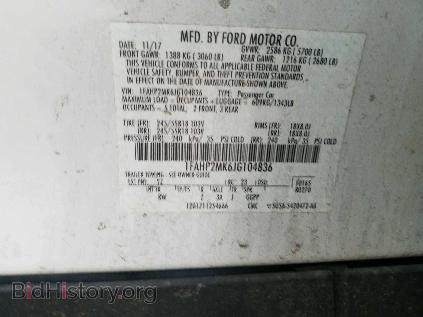 2018 FORD TAURUS - VIN: 1FAHP2MK6JG104836 - Фото 6