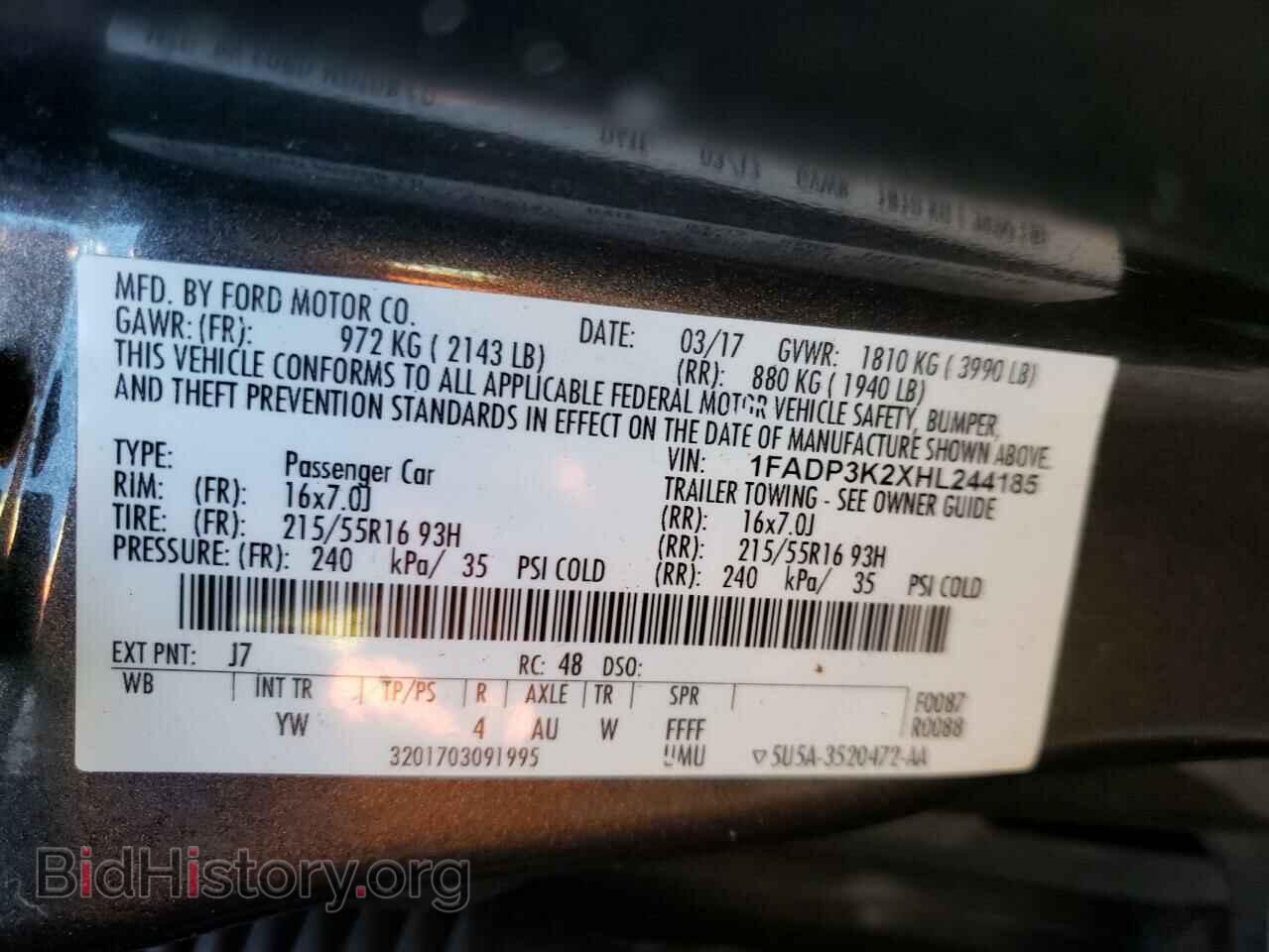 2017 FORD FOCUS - VIN: 1FADP3K2XHL244185 - Фото 10