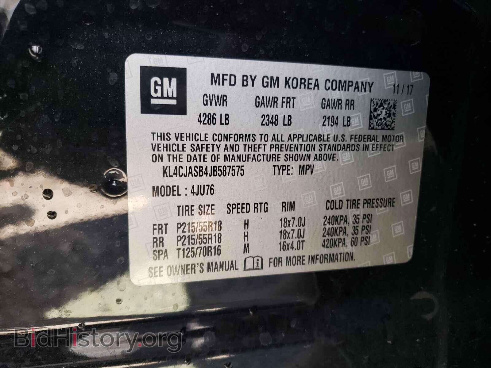 2018 BUICK ENCORE - VIN: KL4CJASB4JB587575 - Фото 10