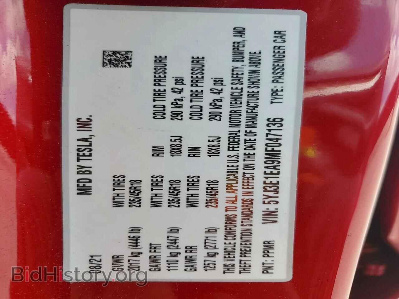 2021 TESLA MODEL 3 - VIN: 5YJ3E1EA9MF047136 - Photo 12