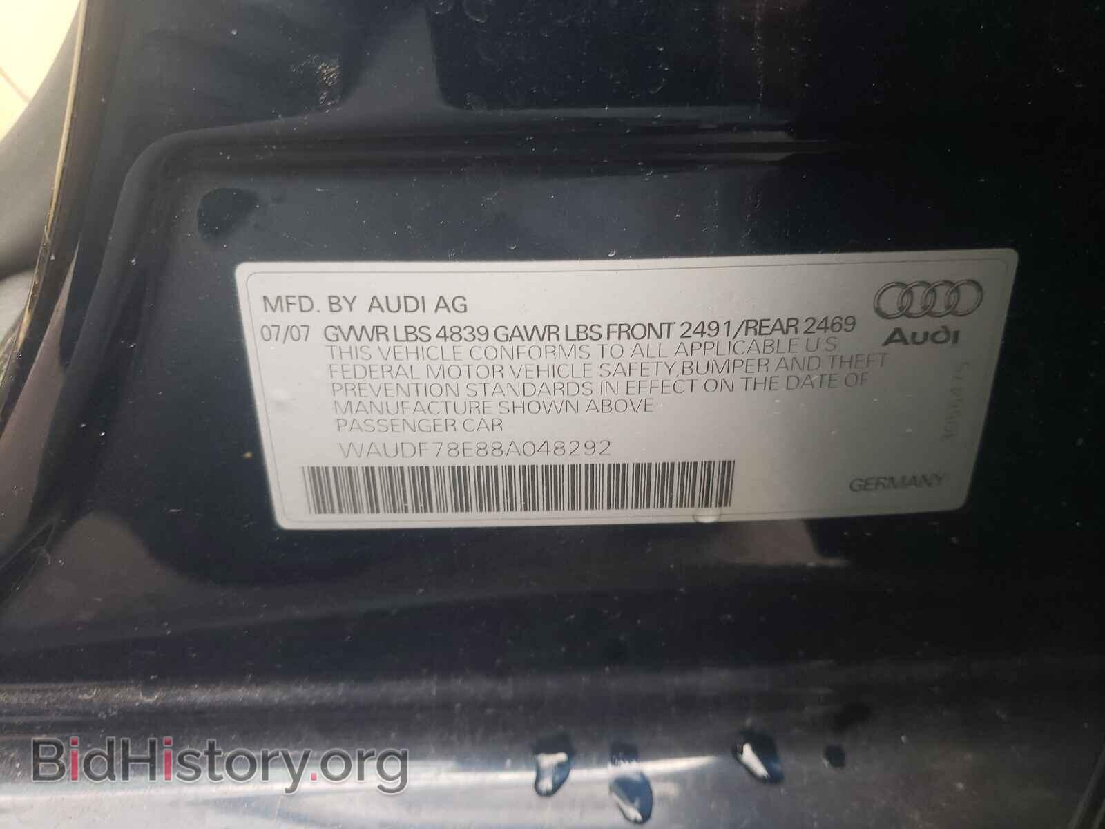 2008 AUDI A4 - VIN: WAUDF78E88A048292 - Фото 10