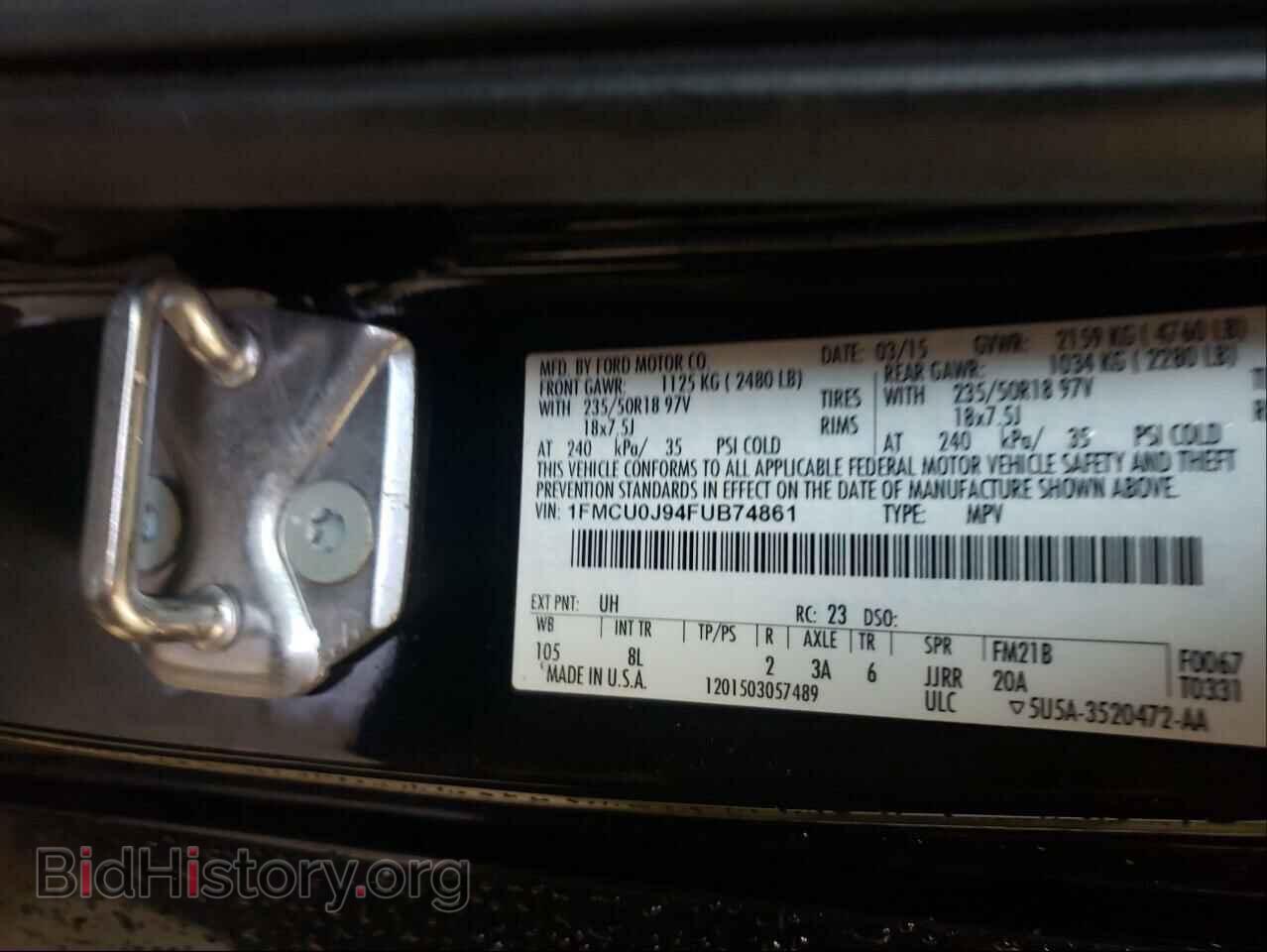 2015 FORD ESCAPE - VIN: 1FMCU0J94FUB74861 - Photo 10