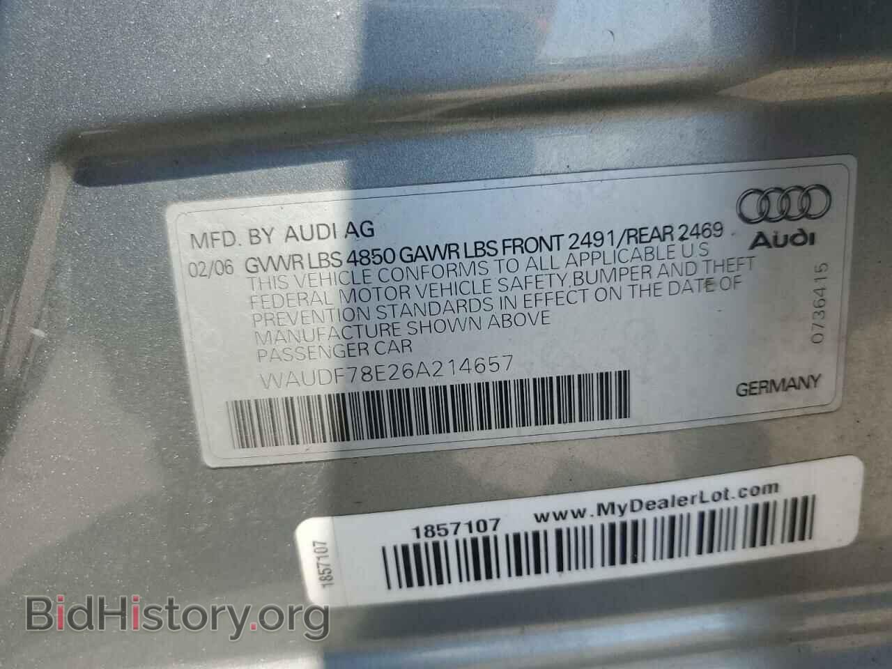 2006 AUDI A4 - VIN: WAUDF78E26A214657 - Фото 13