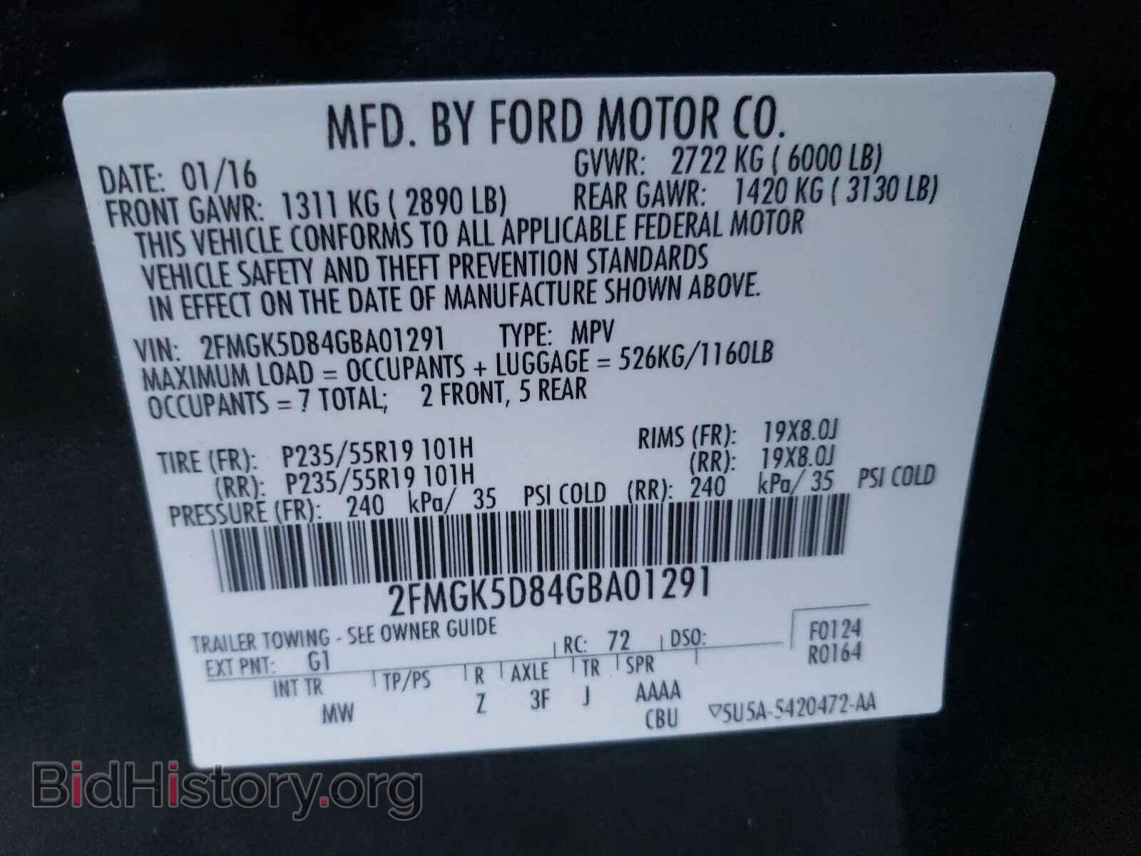 2016 FORD FLEX - VIN: 2FMGK5D84GBA01291 - Photo 10
