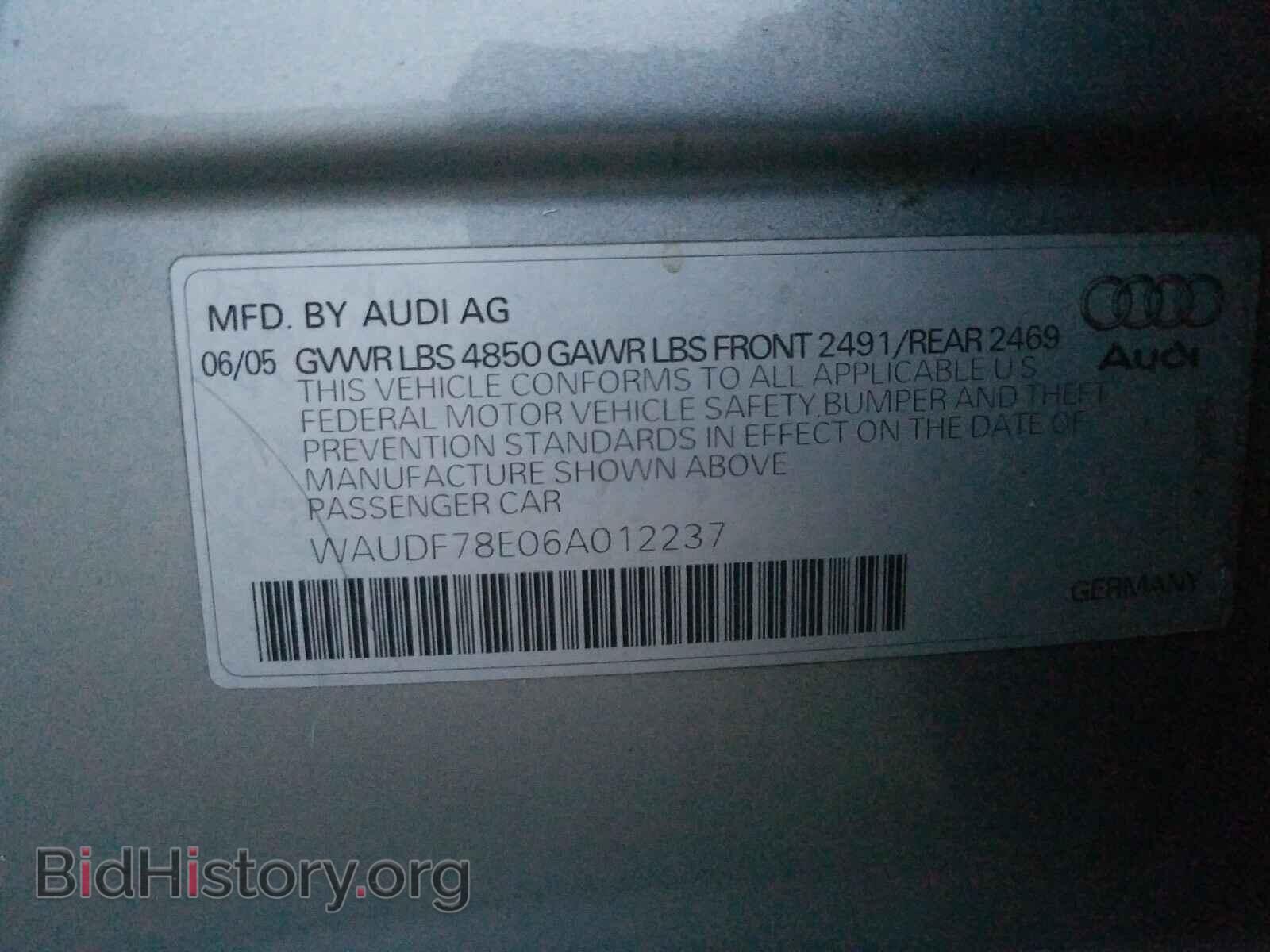 2006 AUDI A4 - VIN: WAUDF78E06A012237 - Фото 10
