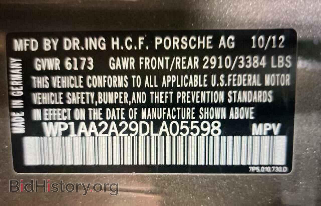2013 PORSCHE CAYENNE - VIN: WP1AA2A29DLA05598 - Фото 10