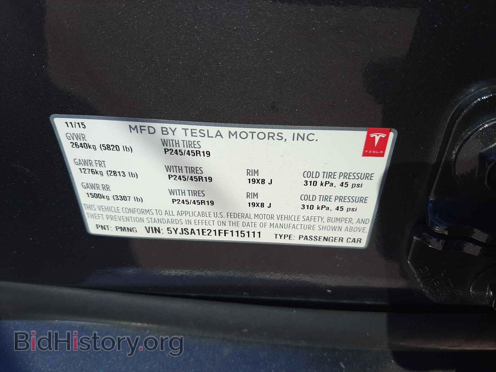 2015 TESLA MODEL S - VIN: 5YJSA1E21FF115111 - Photo 10