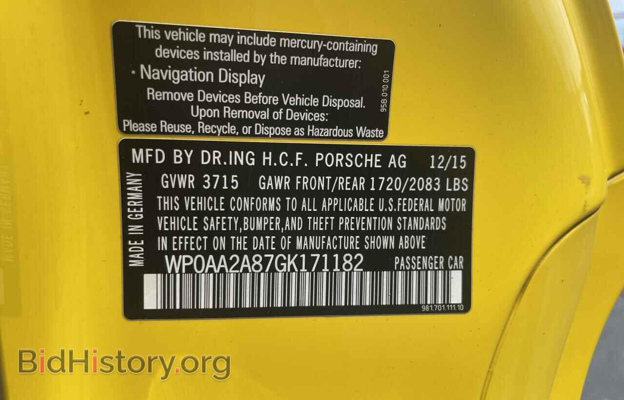 2016 PORSCHE CAYMAN - VIN: WP0AA2A87GK171182 - Фото 10