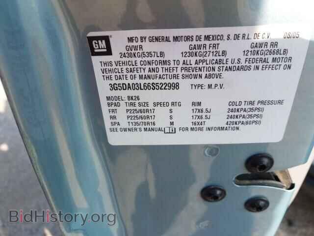 2006 BUICK RENDEZVOUS - VIN: 3G5DA03L66S522998 - Photo 10