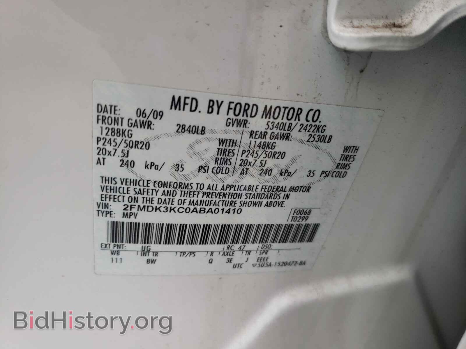 2010 FORD EDGE - VIN: 2FMDK3KC0ABA01410 - Photo 10