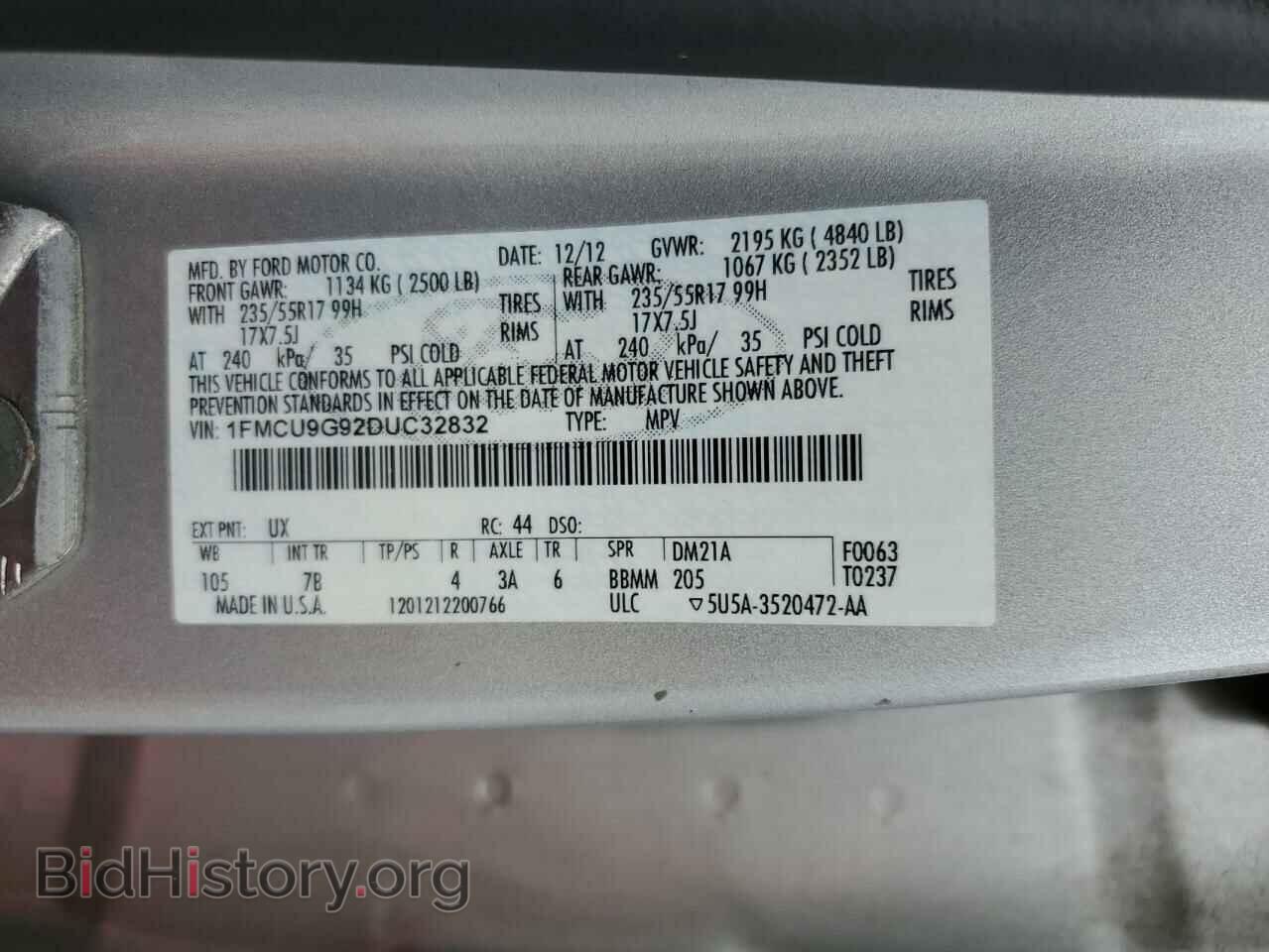 2013 FORD ESCAPE - VIN: 1FMCU9G92DUC32832 - Фото 13