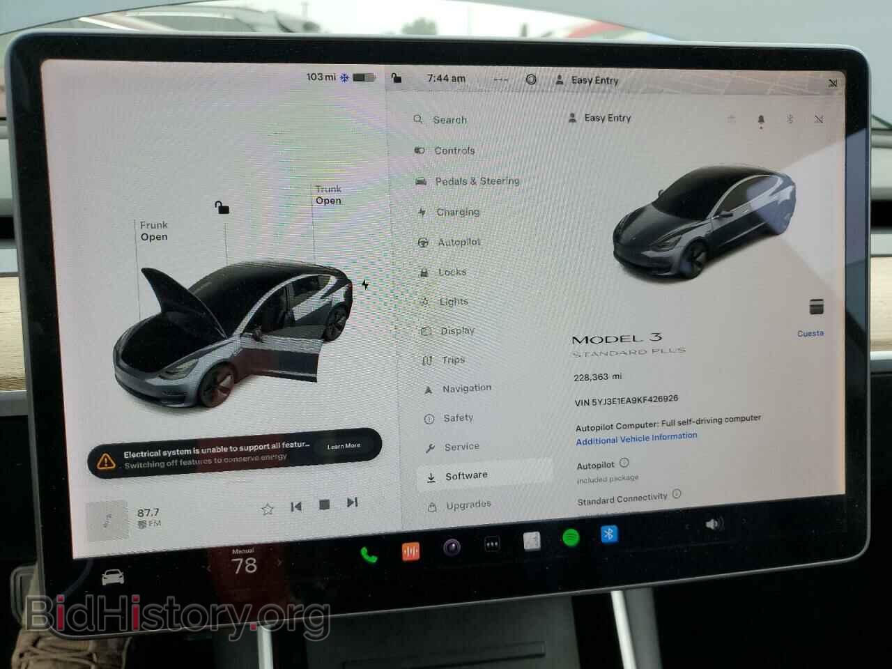 2019 TESLA MODEL 3 - VIN: 5YJ3E1EA9KF426926 - Фото 9