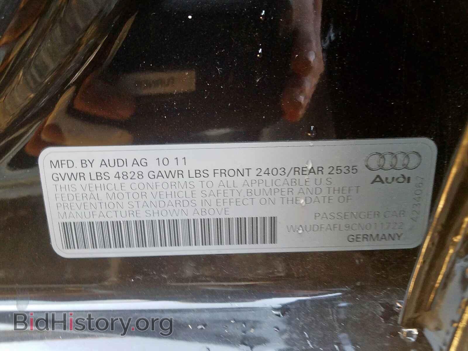 2012 AUDI A4 - VIN: WAUDFAFL9CN011722 - Photo 10