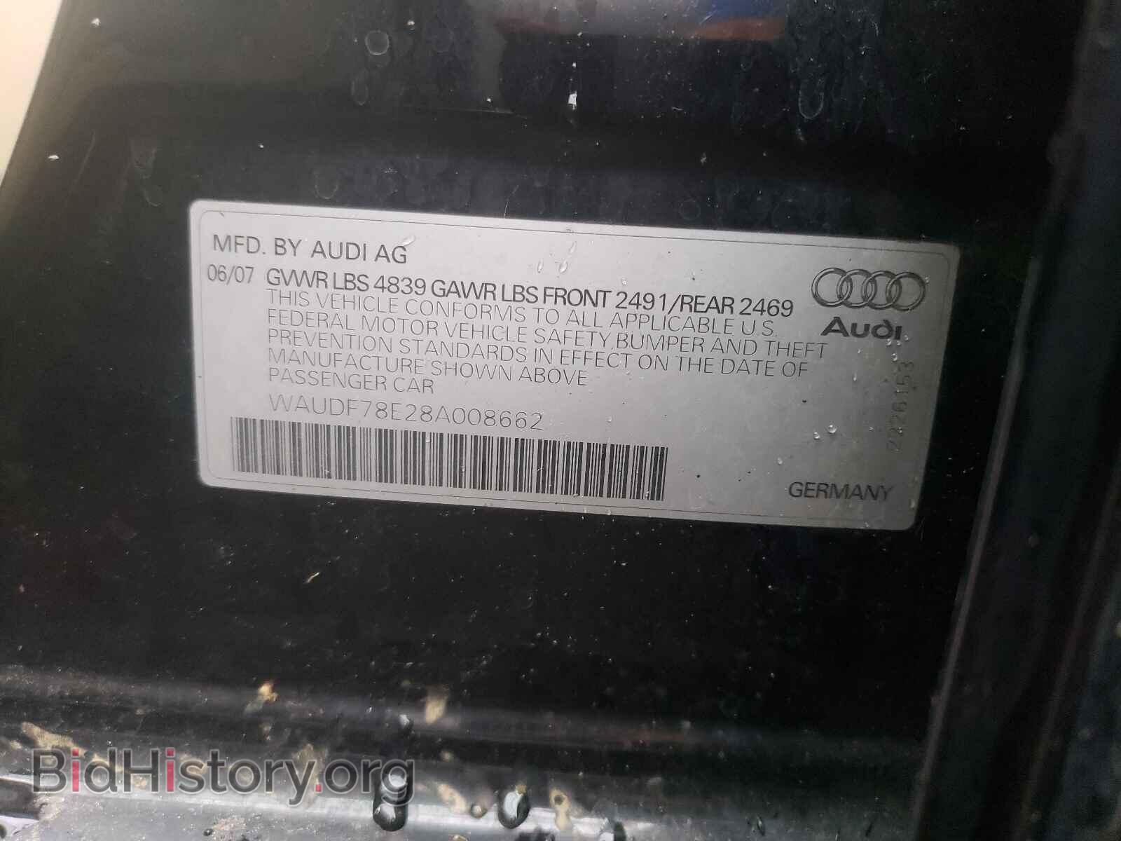 2008 AUDI A4 - VIN: WAUDF78E28A008662 - Фото 10