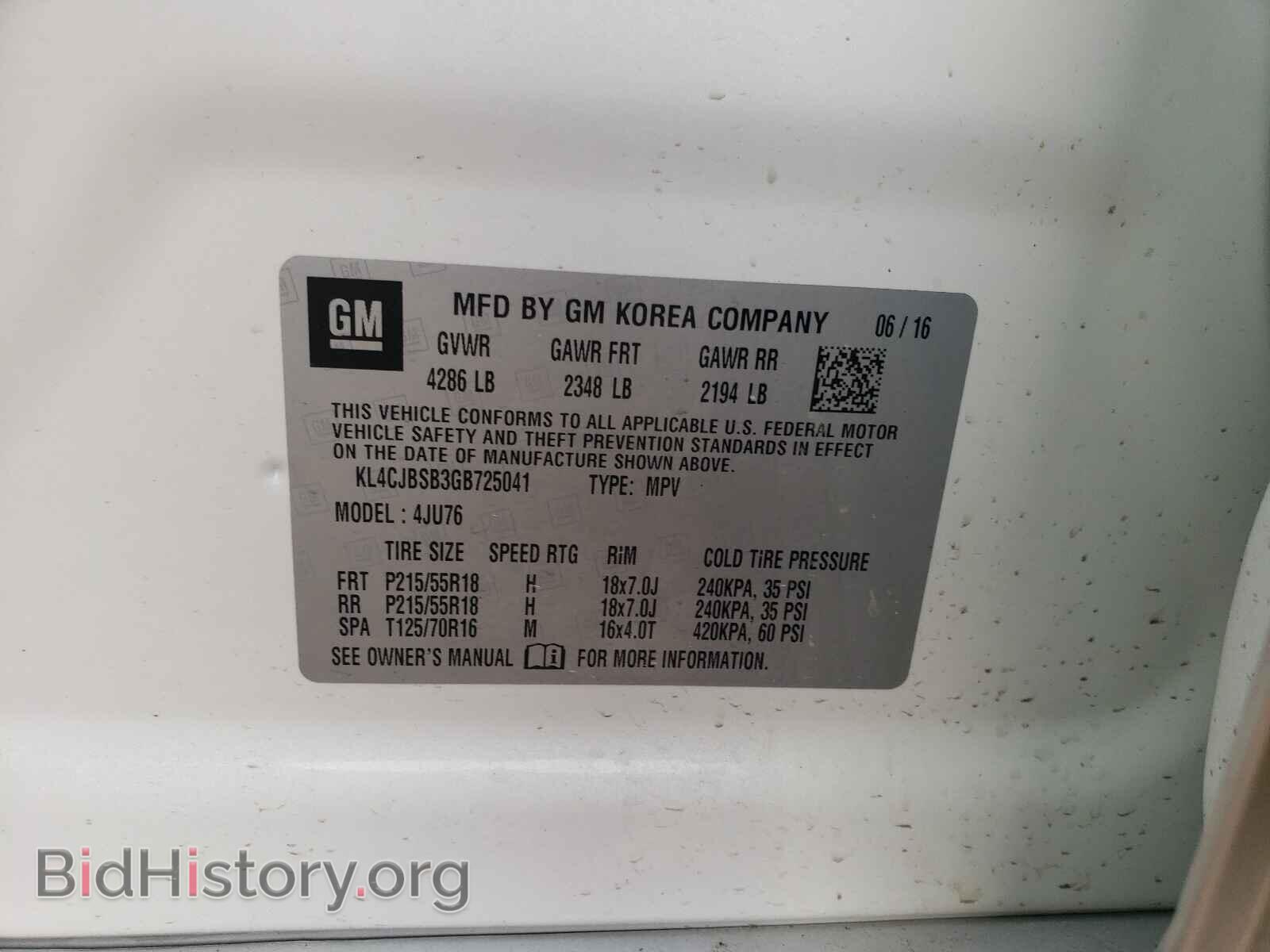 2016 BUICK ENCORE - VIN: KL4CJBSB3GB725041 - Photo 10