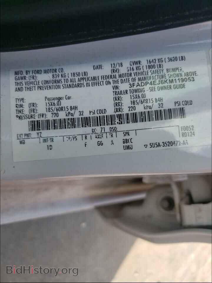 2019 FORD FIESTA - VIN: 3FADP4EJ6KM119053 - Фото 10