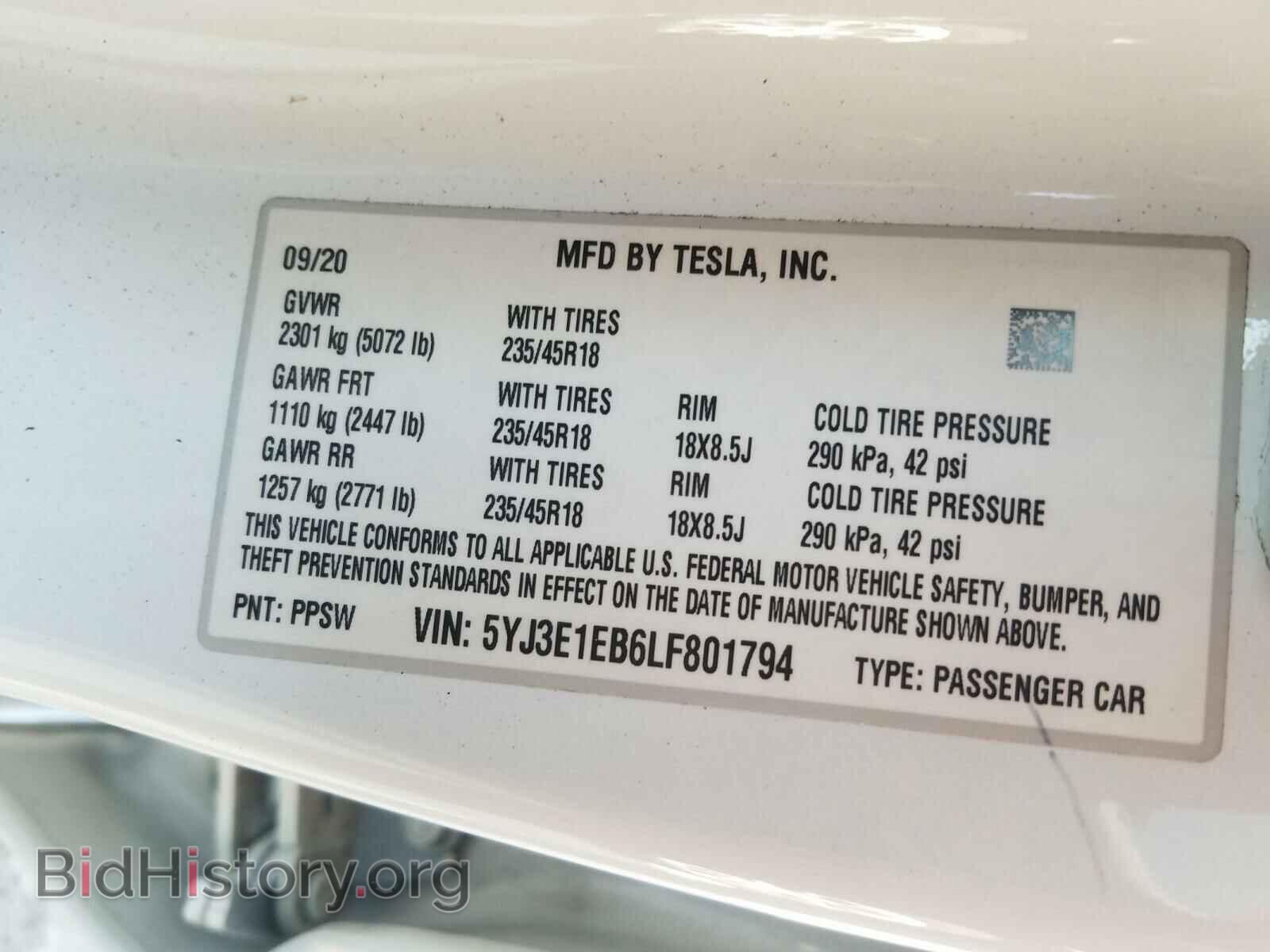 2020 TESLA MODEL 3 - VIN: 5YJ3E1EB6LF801794 - Photo 10