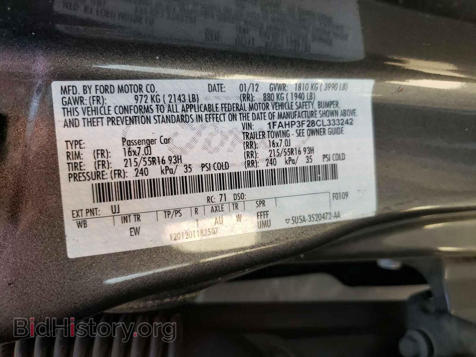 2012 FORD FOCUS - VIN: 1FAHP3F28CL333242 - Фото 10