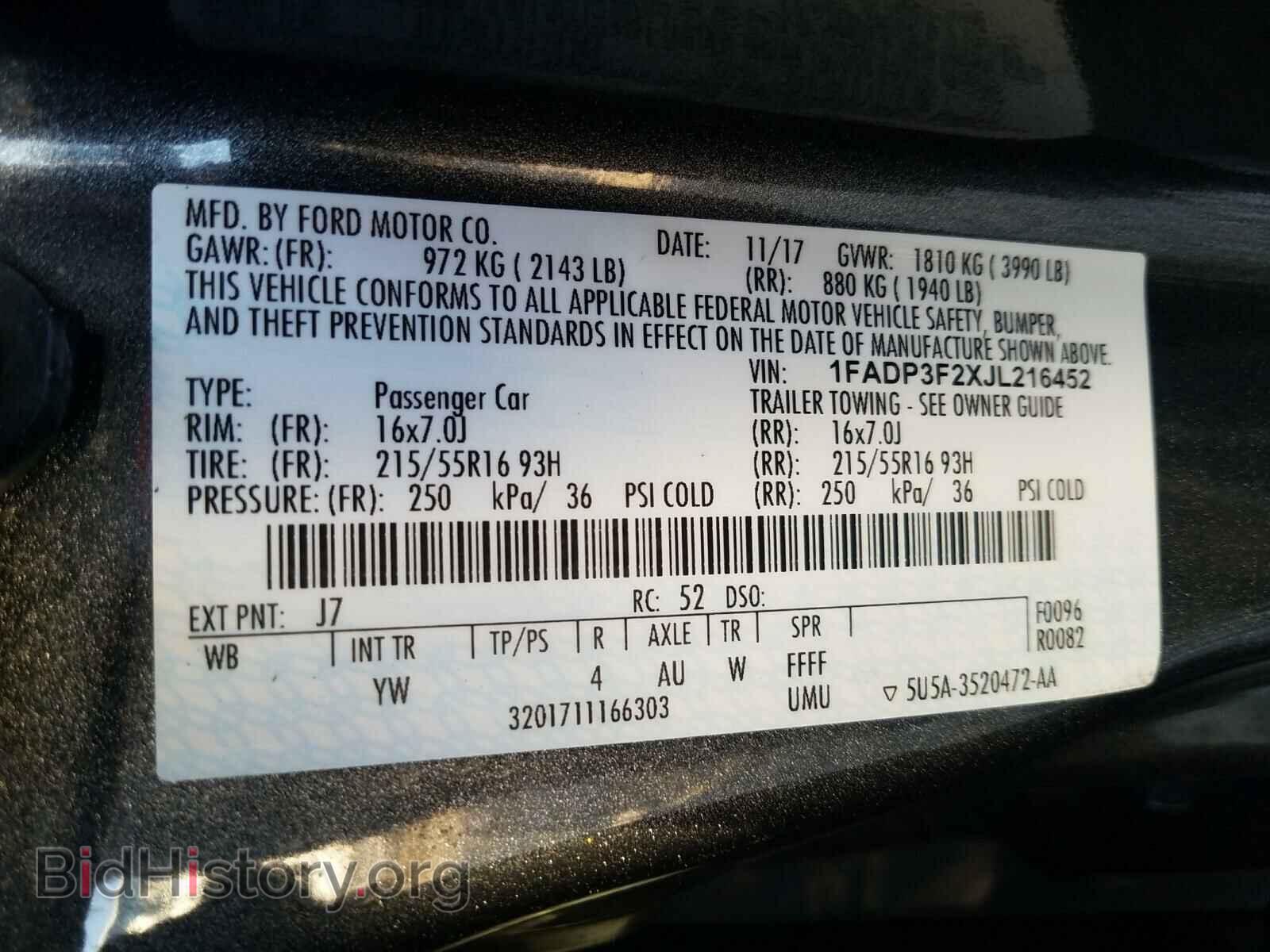 2018 FORD FOCUS - VIN: 1FADP3F2XJL216452 - Фото 10