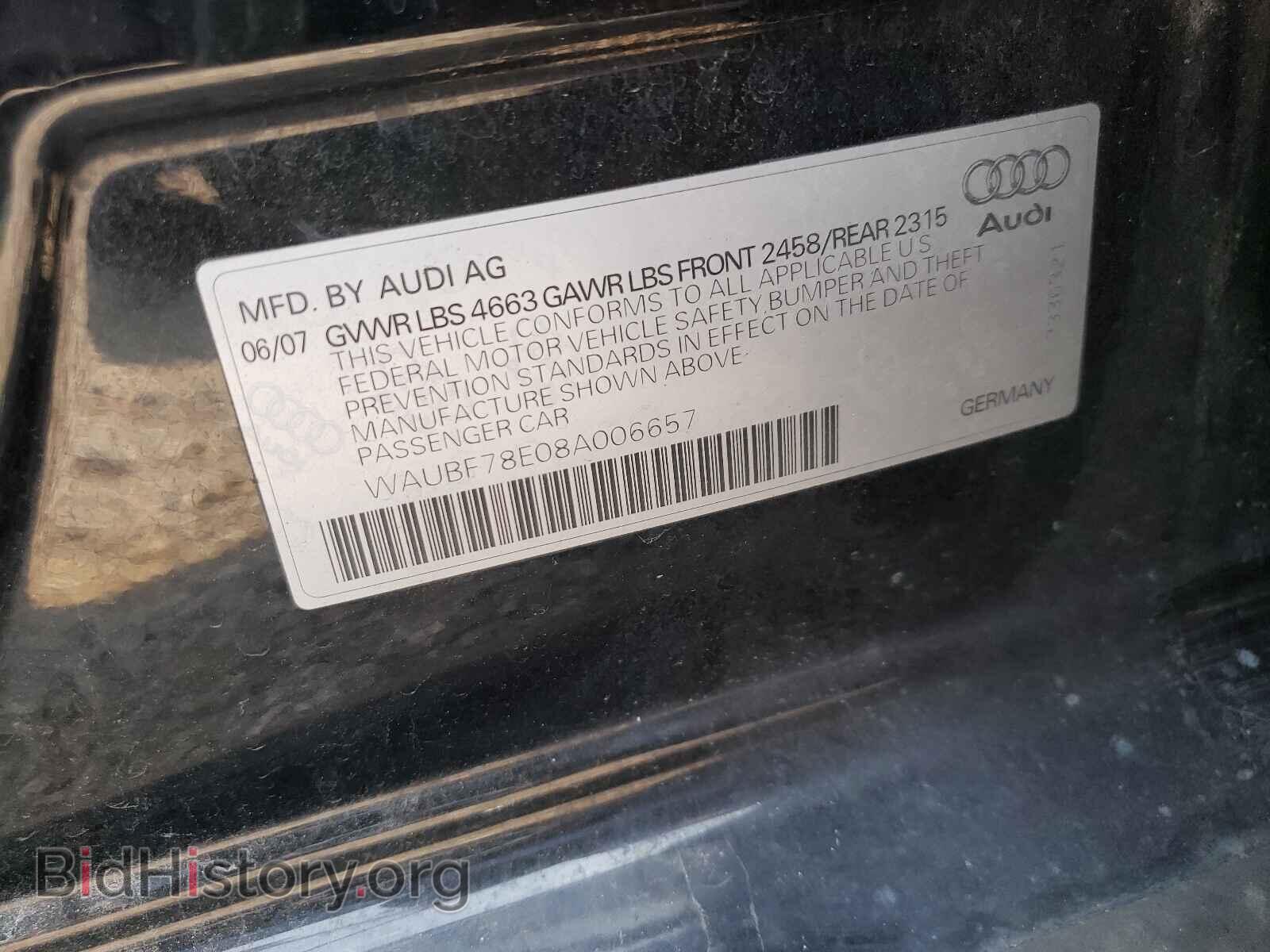 2008 AUDI A4 - VIN: WAUBF78E08A006657 - Фото 10