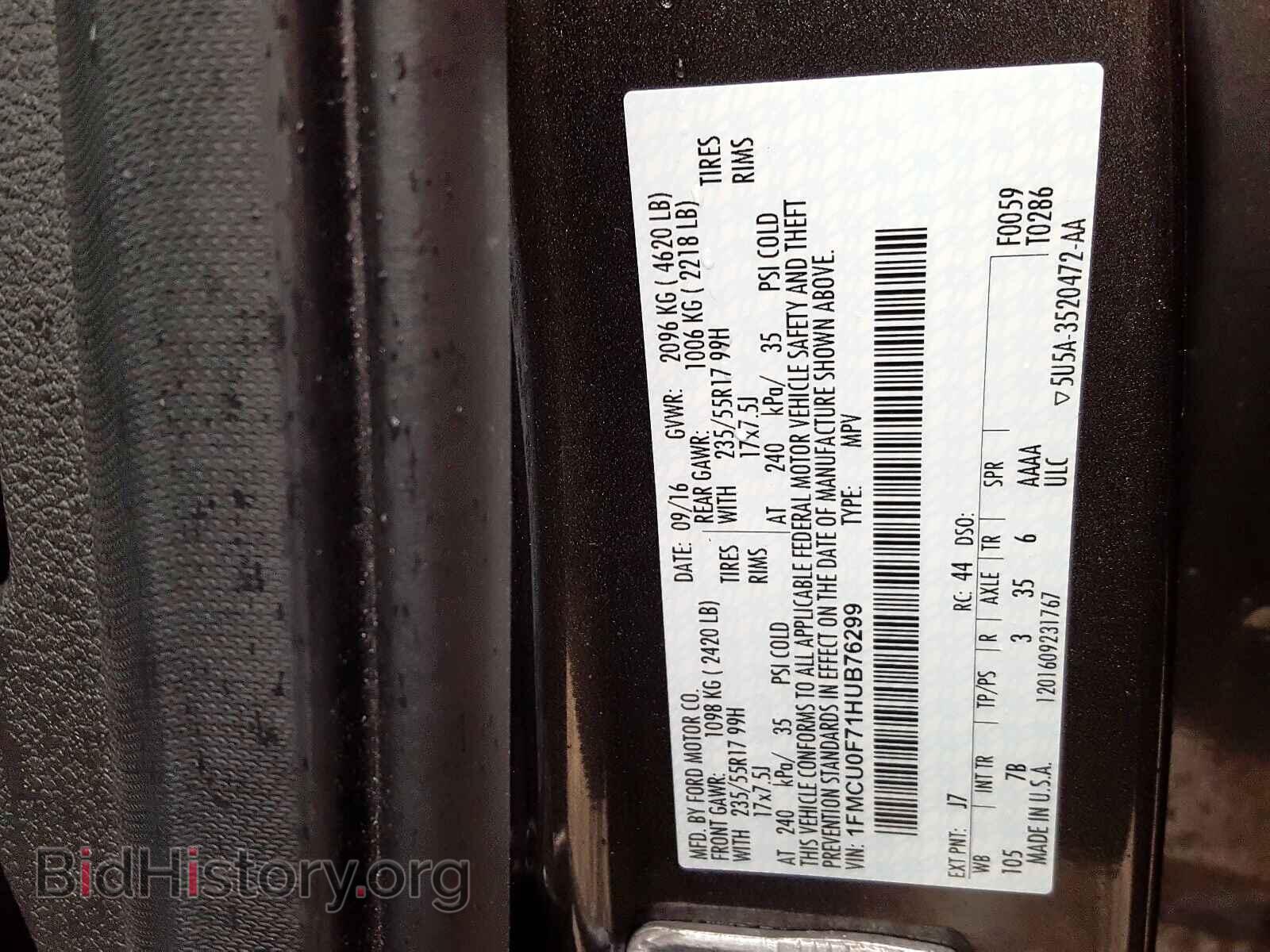 2017 FORD ESCAPE S - VIN: 1FMCU0F71HUB76299 - Photo 10