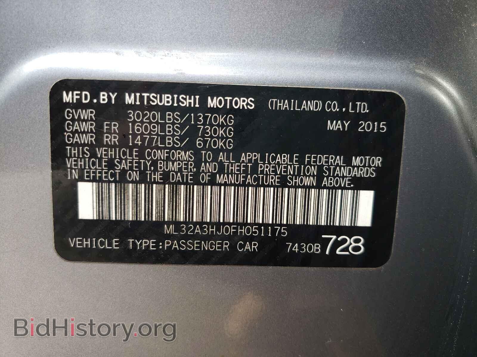 2015 MITSUBISHI MIRAGE - VIN: ML32A3HJ0FH051175 - Фото 10