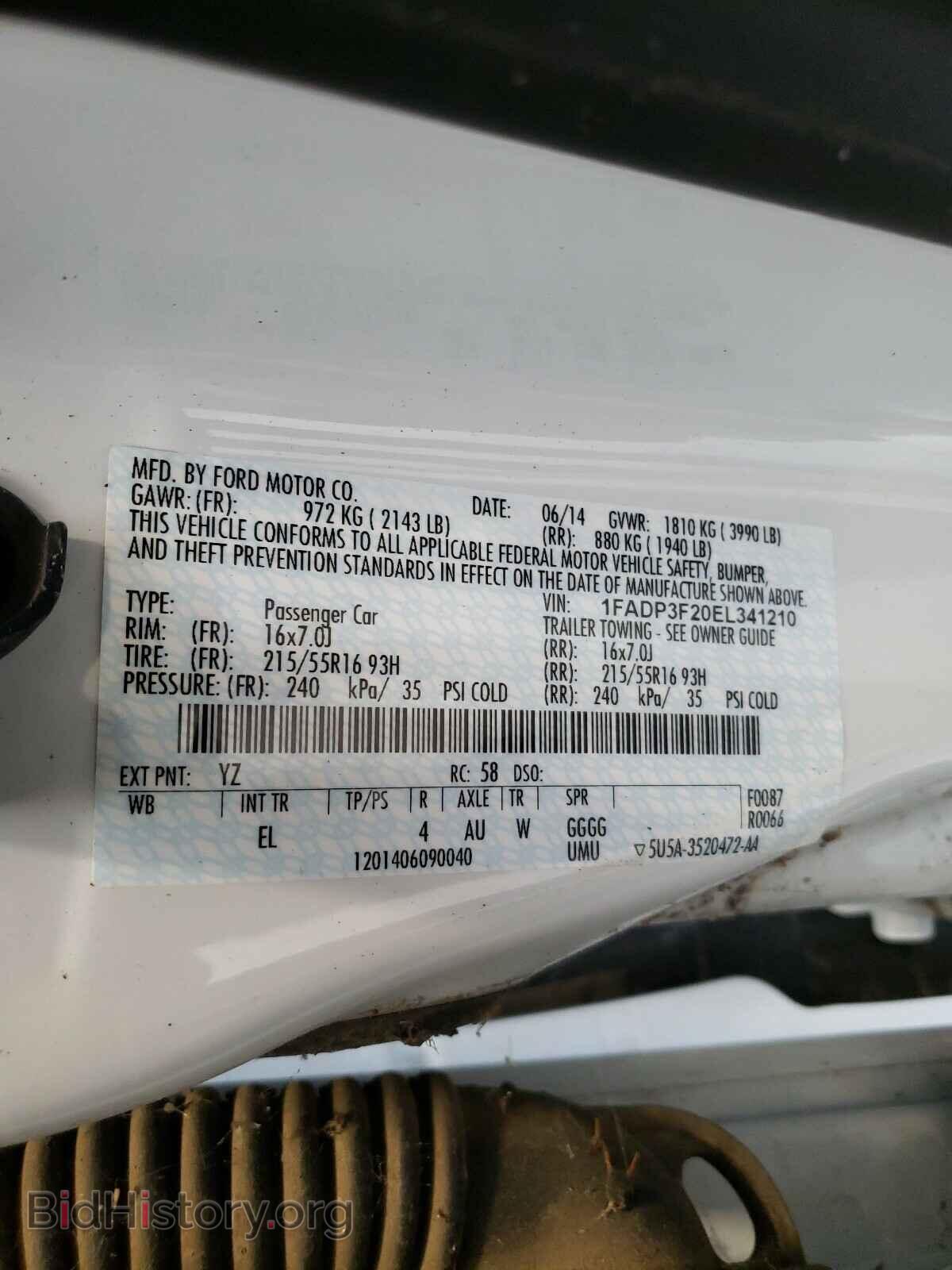 2014 FORD FOCUS - VIN: 1FADP3F20EL341210 - Фото 10