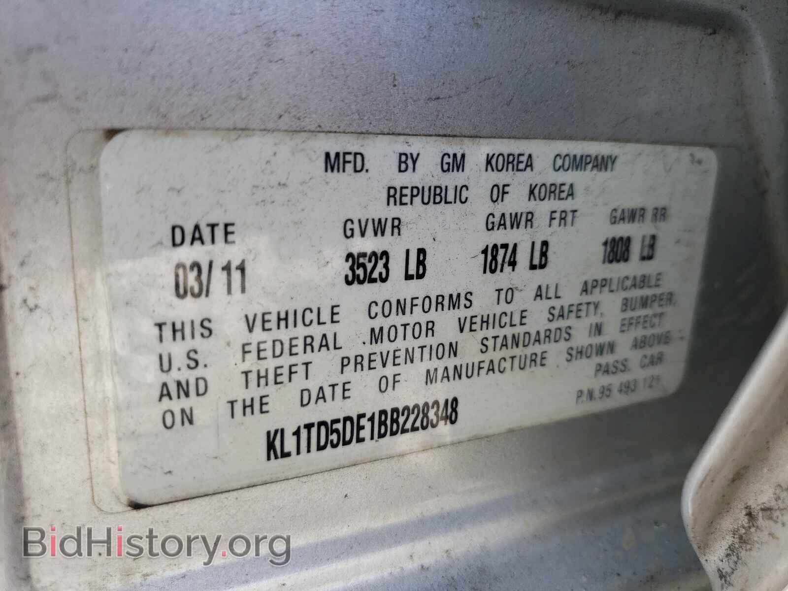 2011 CHEVROLET AVEO - VIN: KL1TD5DE1BB228348 - Фото 10