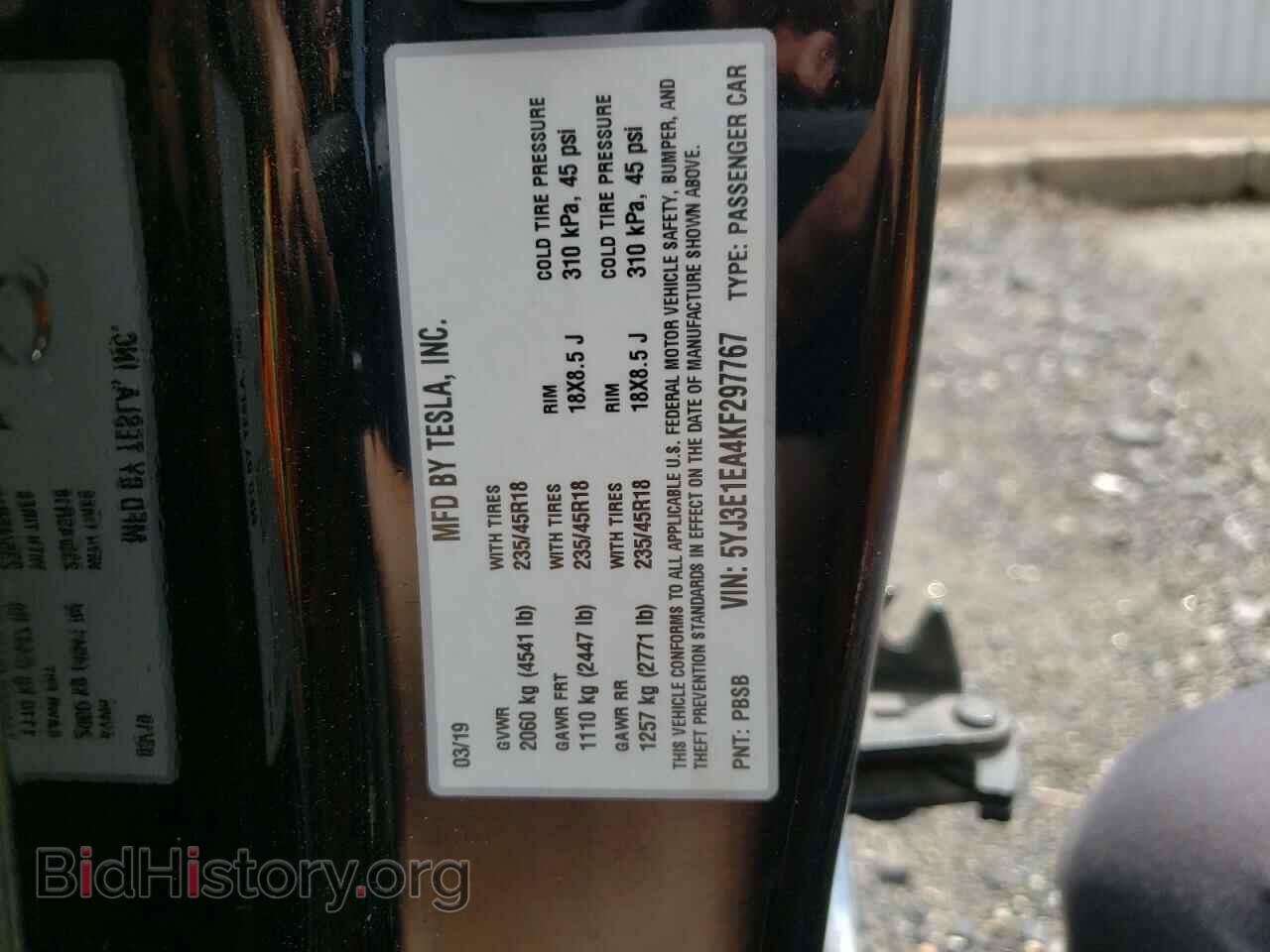 2019 TESLA MODEL 3 - VIN: 5YJ3E1EA4KF297767 - Фото 13