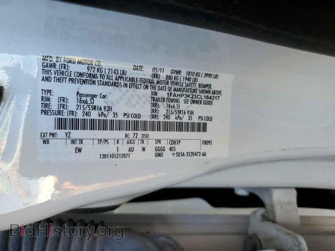 2012 FORD FOCUS - VIN: 1FAHP3K23CL164317 - Фото 10