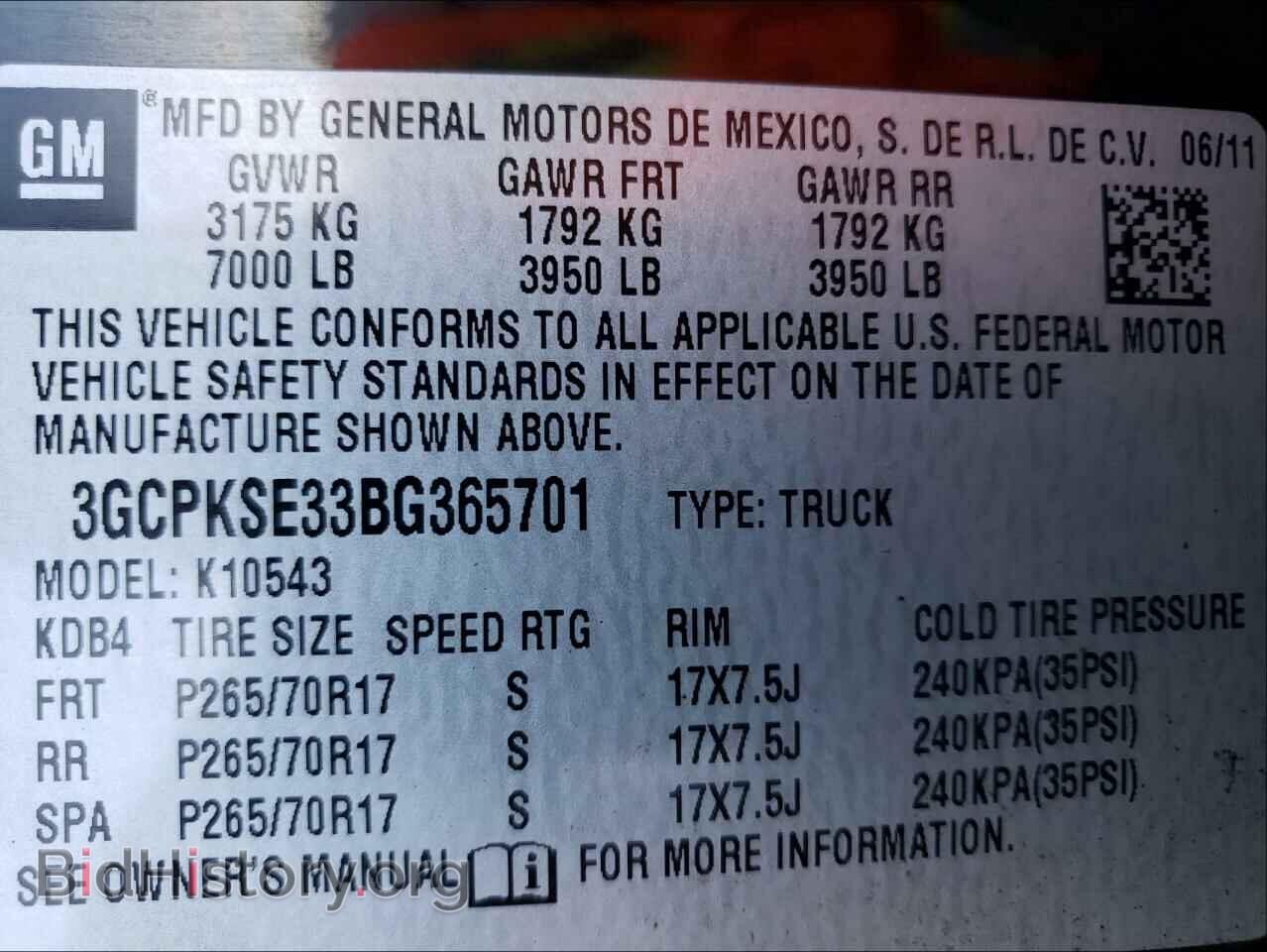 2011 CHEVROLET SILVERADO - VIN: 3GCPKSE33BG365701 - Фото 10