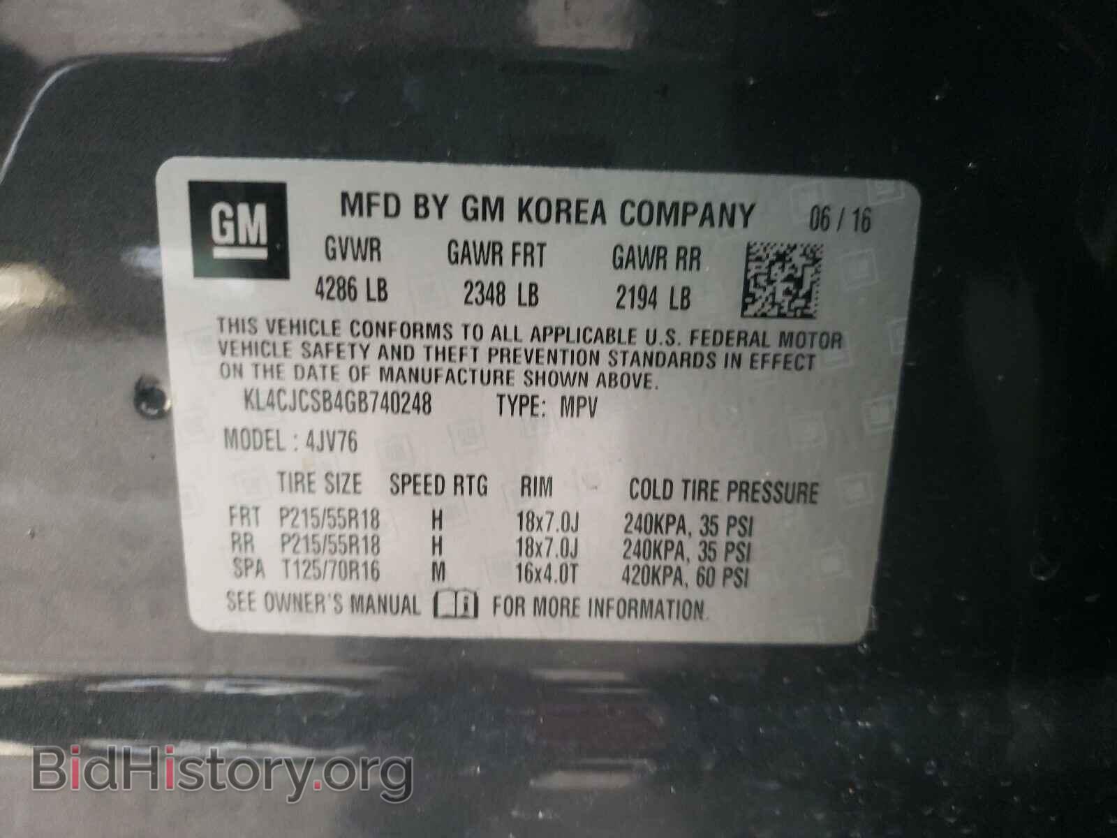 2016 BUICK ENCORE - VIN: KL4CJCSB4GB740248 - Photo 10