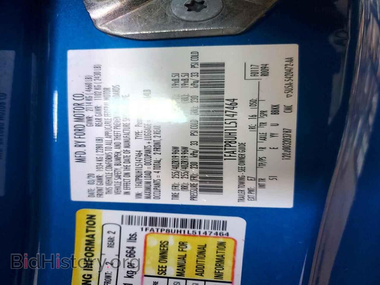 2020 FORD MUSTANG - VIN: 1FATP8UH1L5147464 - Photo 12