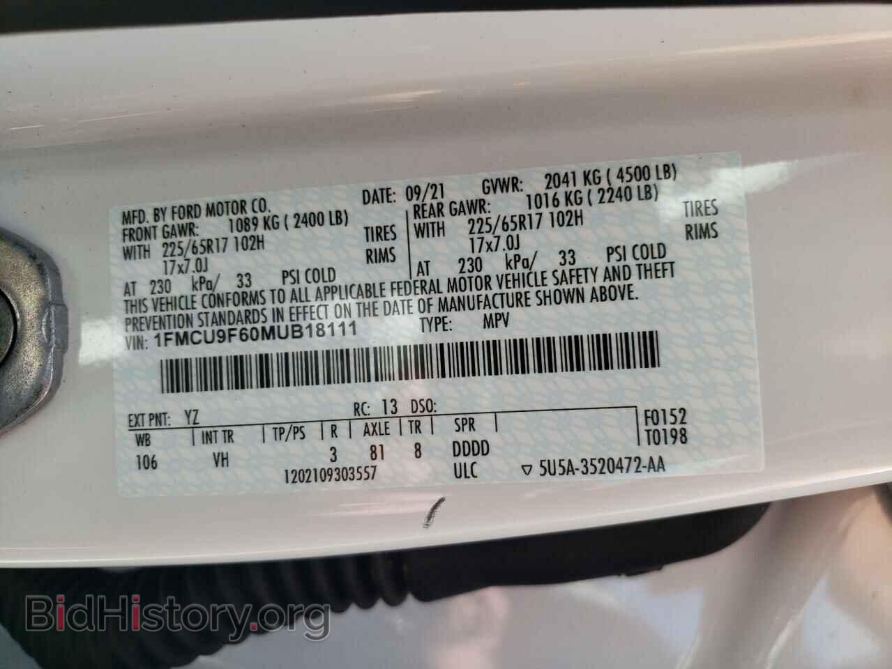 2021 FORD ESCAPE - VIN: 1FMCU9F60MUB18111 - Фото 10