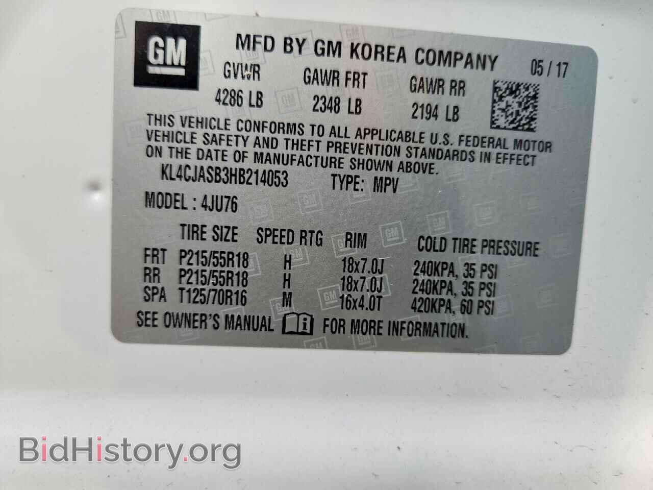 2017 BUICK ENCORE - VIN: KL4CJASB3HB214053 - Фото 13