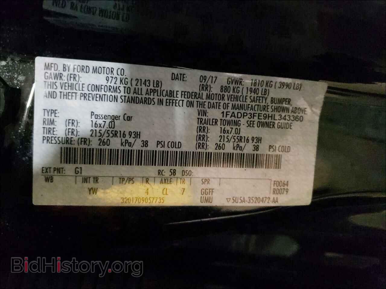 2017 FORD FOCUS - VIN: 1FADP3FE9HL343360 - Фото 10