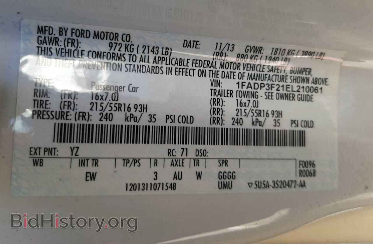 2014 FORD FOCUS - VIN: 1FADP3F21EL210061 - Фото 10