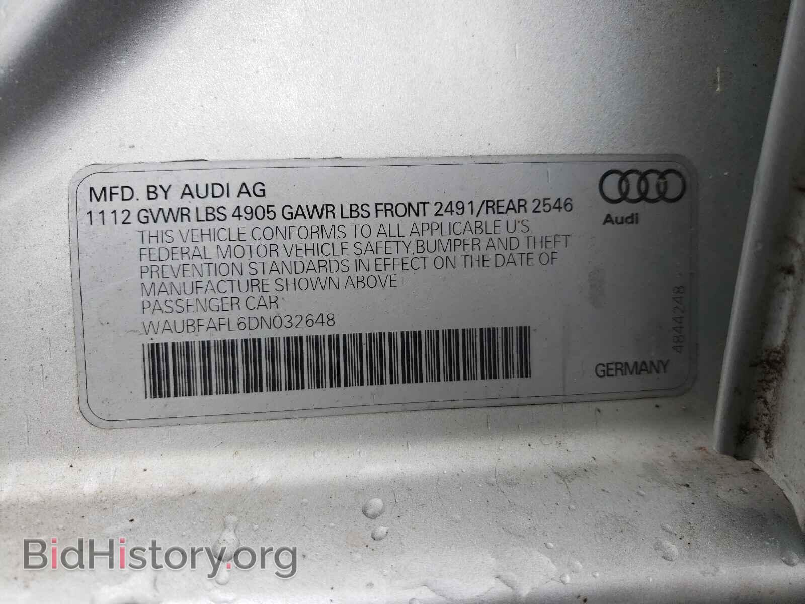 2013 AUDI A4 - VIN: WAUBFAFL6DN032648 - Фото 10