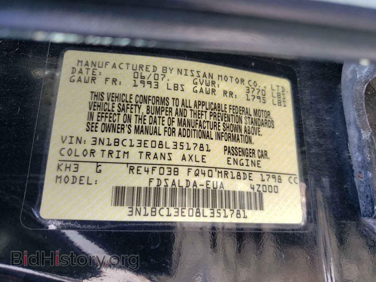 2008 NISSAN VERSA - VIN: 3N1BC13E08L351781 - Фото 10
