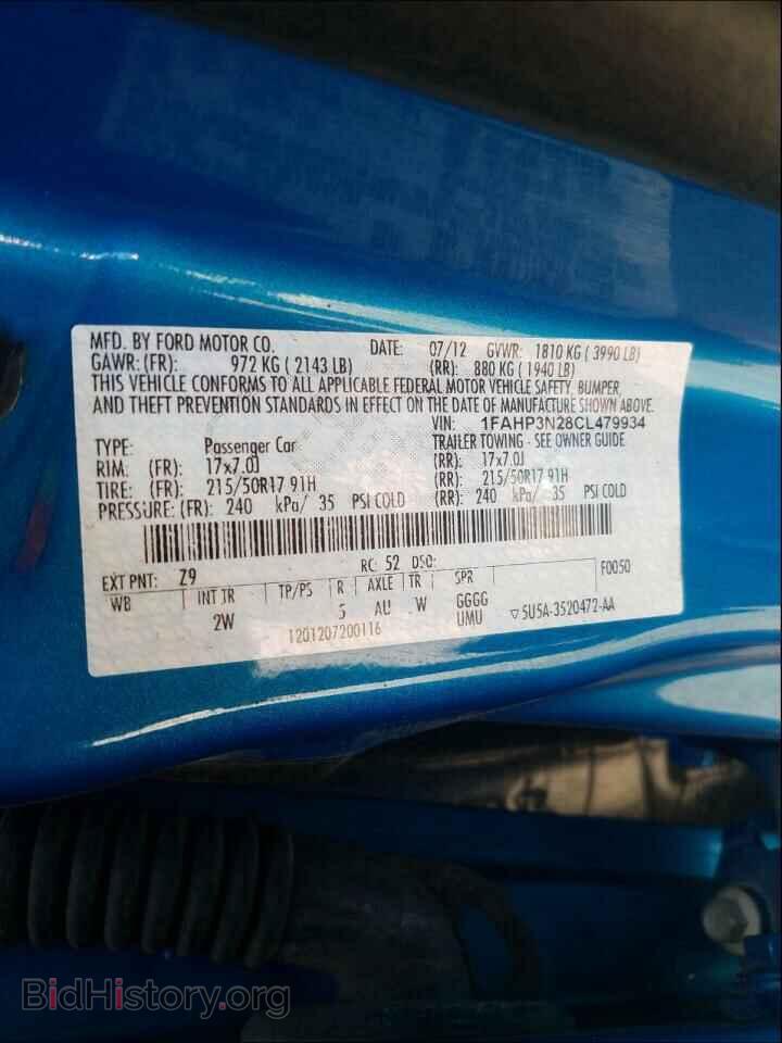 2012 FORD FOCUS - VIN: 1FAHP3N28CL479934 - Фото 10