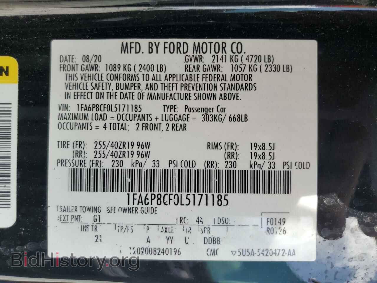 2020 FORD MUSTANG - VIN: 1FA6P8CF0L5171185 - Фото 13