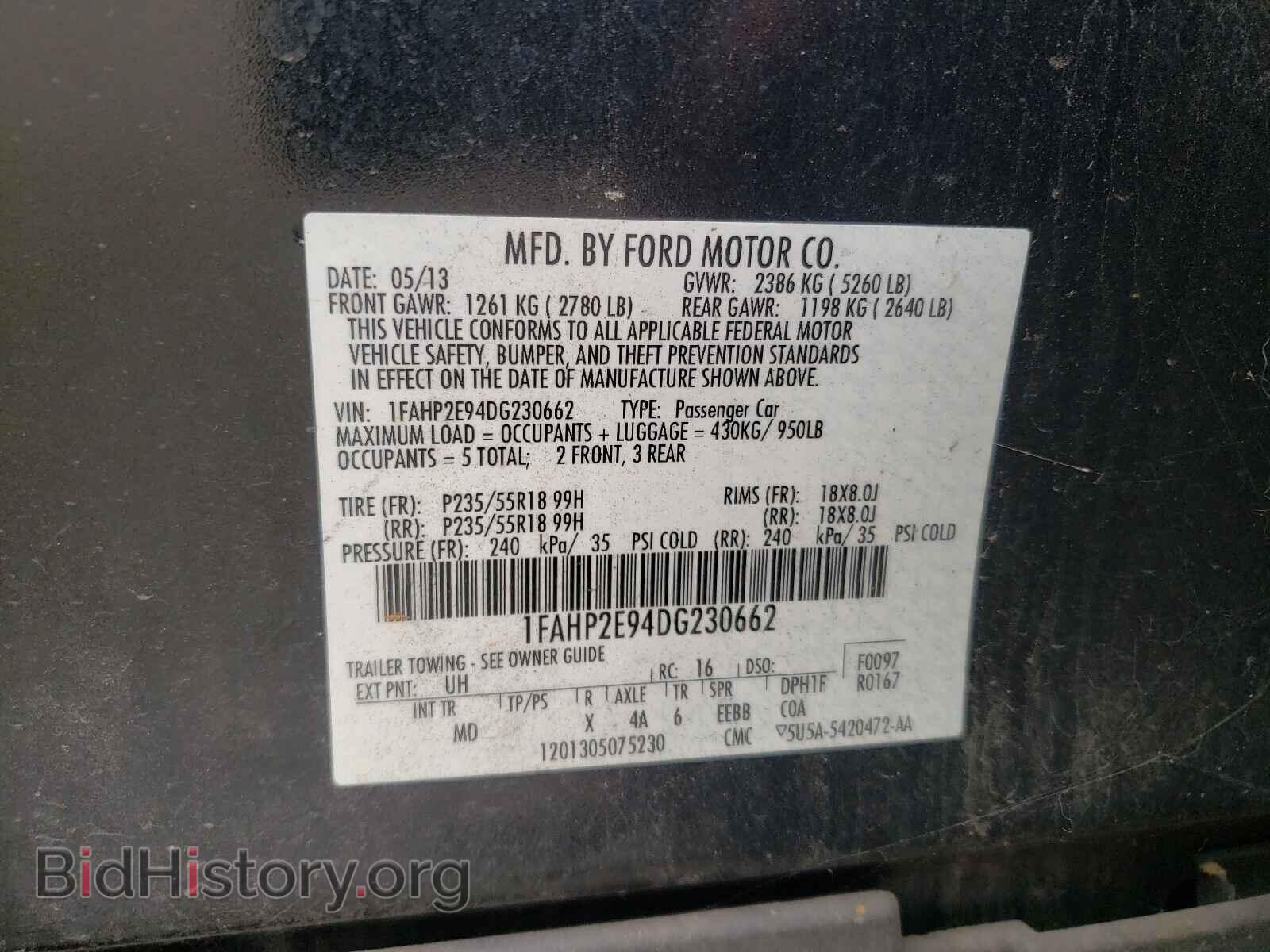 2013 FORD TAURUS - VIN: 1FAHP2E94DG230662 - Photo 10