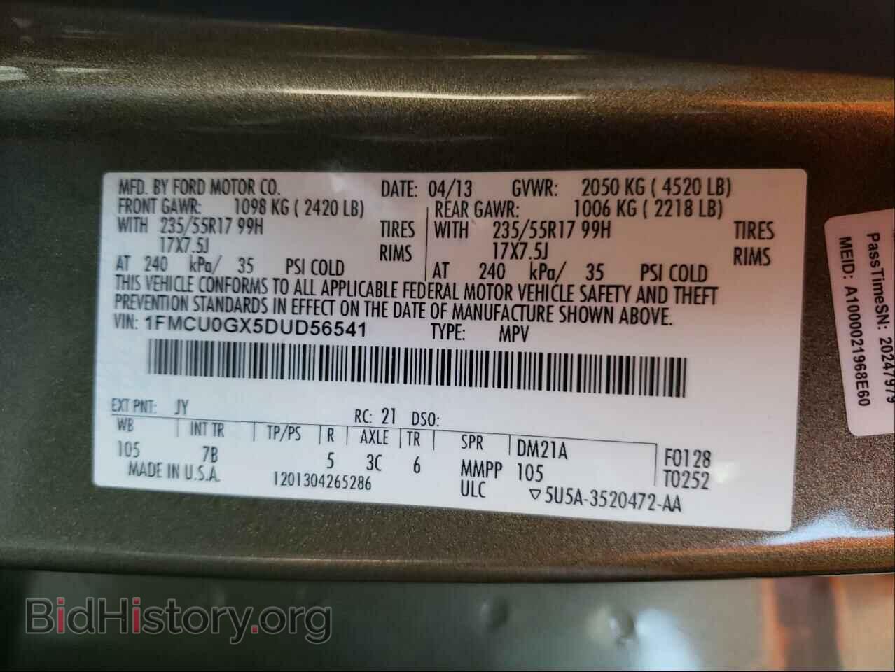 2013 FORD ESCAPE - VIN: 1FMCU0GX5DUD56541 - Photo 10