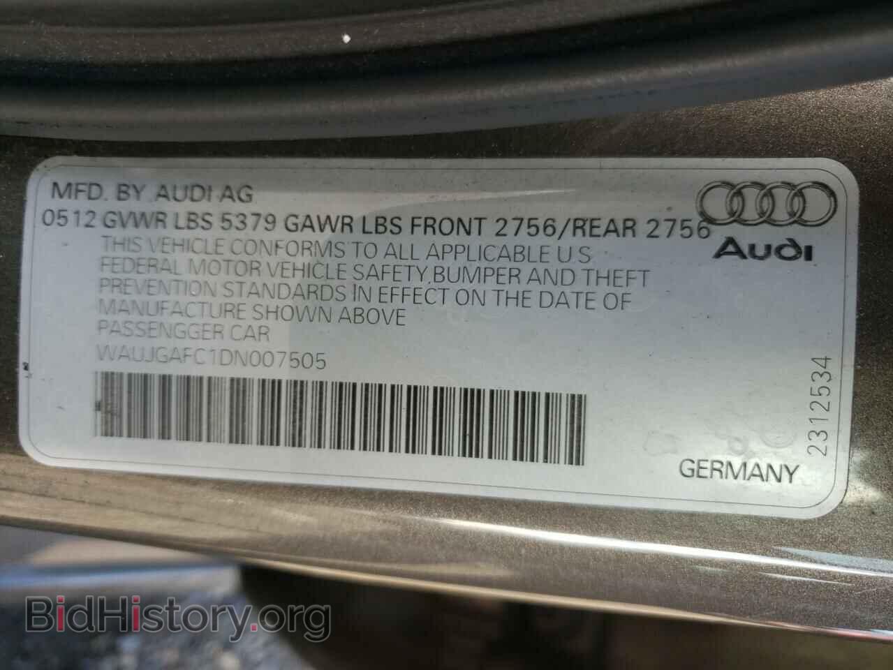 2013 AUDI A6 - VIN: WAUJGAFC1DN007505 - Фото 10