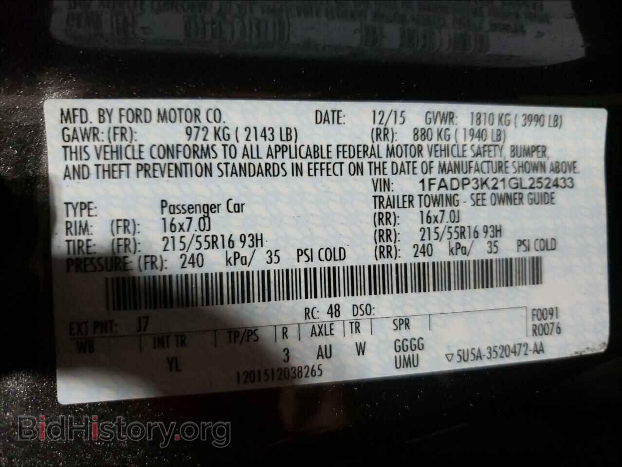 2016 FORD FOCUS - VIN: 1FADP3K21GL252433 - Фото 10
