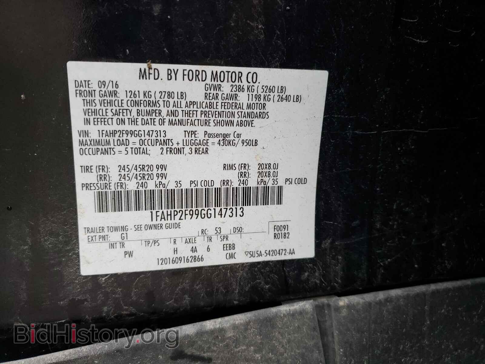 2016 FORD TAURUS - VIN: 1FAHP2F99GG147313 - Photo 10